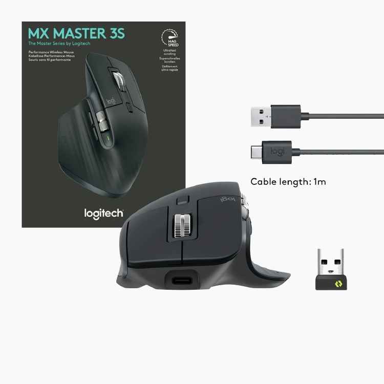 Logitech MX Master 3S Wireless Ergonomic Mouse 8000 DPI 7 Buttons